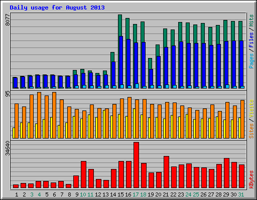 Daily usage for August 2013