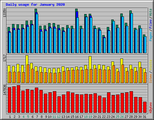 Daily usage for January 2020