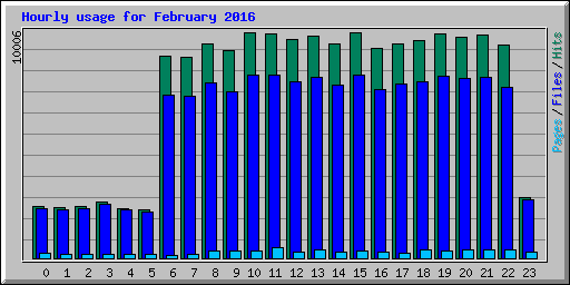 Hourly usage for February 2016
