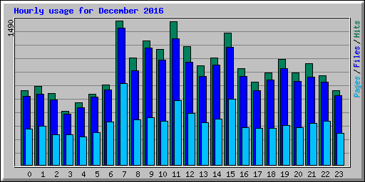 Hourly usage for December 2016